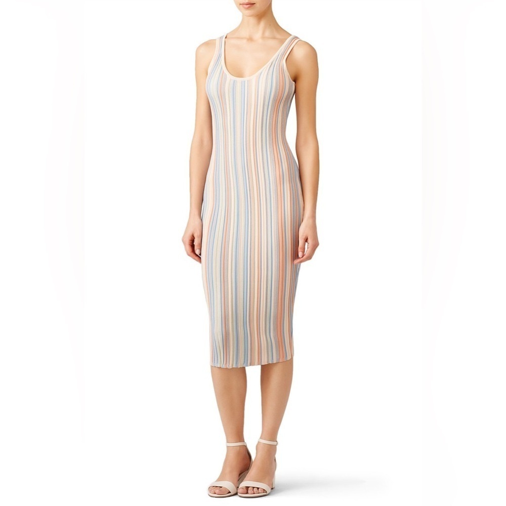 Ronny Kobo Collection Striped Midi Tank Dress in Pastel Blue, Pink & Cream